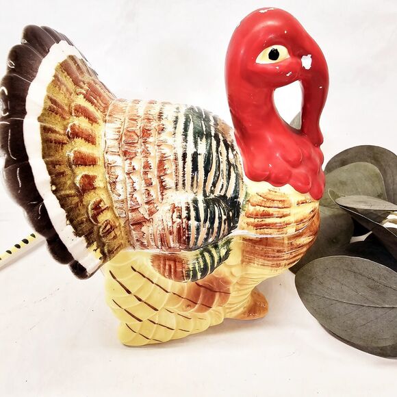 Vintage Turkey Covered Gravy Spoon Sauce Dish Ceramic Condiment Tilso Japan - Picture 6 of 10